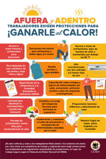 Infografía mostrando diferentes síntomas de estrés por calor
