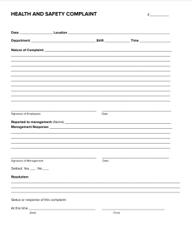 Sample Complaint Form