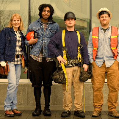 Workers outside
